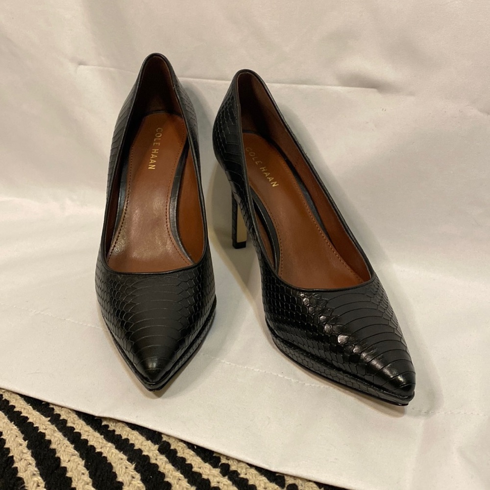 Cole Haan Snake Print Black Pumps.  Like new. Size 6B